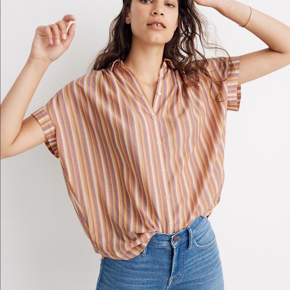 NEW!!! MADEWELL CENTRAL SHIRT IN RAINBOW STRIPE M
